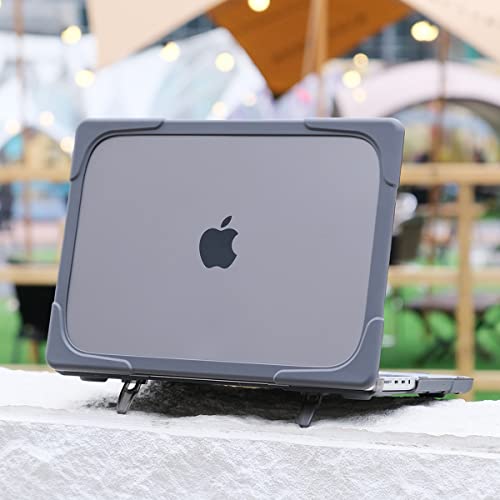 Batianda For Macbook Pro 14 Inch Case Model A2779 (M2 M1 Pro/Max Chip) 2023 2021 Release, Heavy Duty Shockproof Hard Shell Protective Cover Fold Kickstand+Keyboard Cover For New Macbook Pro 14'', Gray #TOP6