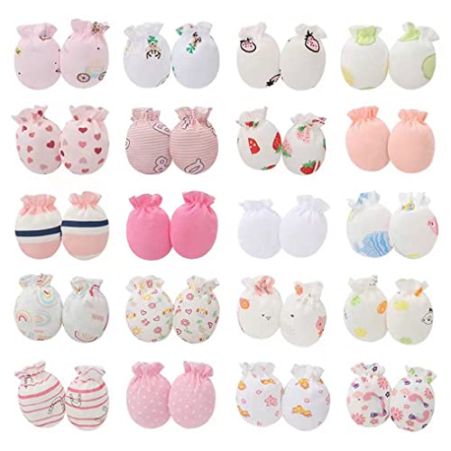 LNICEAR Newborn Baby Boys Girls Mittens Infant Toddler Soft Cotton No Scratch Gloves for 0-6 Months Style D-baby girls Mittens 0-6 months