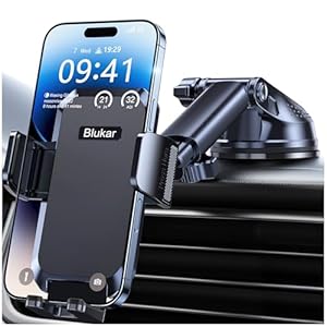 Blukar Handyhalterung Auto Upgrade Handyhalter für Autos Armaturenbrett & Windschutzscheibe KFZ Handy Halterung mit EIN-Knopf-Release 360° Drehbar für iPhone, Galaxy, Mate usw.