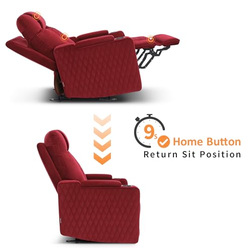 Image of MCombo Zero Gravity Oversized Power Recliner Chair for Adults with Power Headrest & LED Light, Fabric Recliner Chair for Living Room & Home Theater, USB & Type C Port, Armrest Storage HTS401