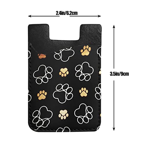 Bolsa para celular com bolso duplo, porta-cartão com bolso duplo - Ícone de impressão de pata preta