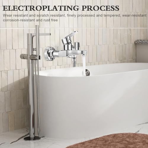 Badkuipset, eengreeps badkraan, badkraan van koper, warm en koud waterkraan, badkuip met montageaccessoires, douchearmatuur voor badkuip en badkamer - Afbeelding 5