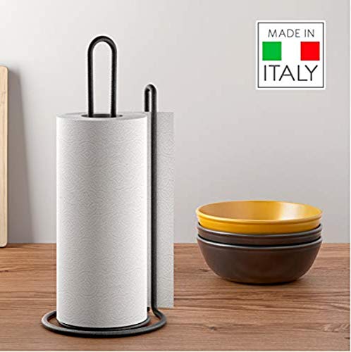 Metaltex Porta Rotolo da Cucina Verticale, Nero, 15x32 cm