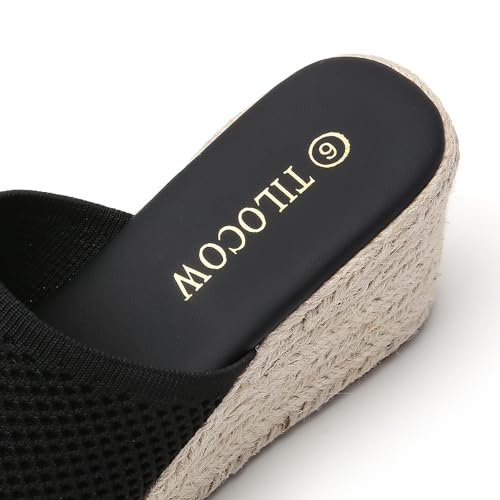 Tilocow Knit Espadrilles Wedges for Women Comfortable Slip On Platform Wedge Sandals Summer Beach Dress Heels Shoes4