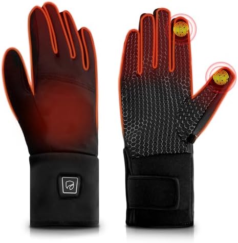DR.PREPARE Thin Heated Gloves for Men Women, 3200mAh Rechargeable Electric Battery, Heated Motorcycle Work Gloves Liners, Touch Screen Gloves Winter Hand Warmer for Hunting Skiing Snowboarding