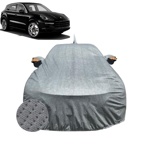 Image of Car Cover for Porsche Cayenne (2010-2018) | 100% Waterproof Cover with Reflective Mirror Pockets | Dustproof, Scratchproof, Heatproof Porsche Cayenne Car Cover |Soft Cotton Lining| Grey