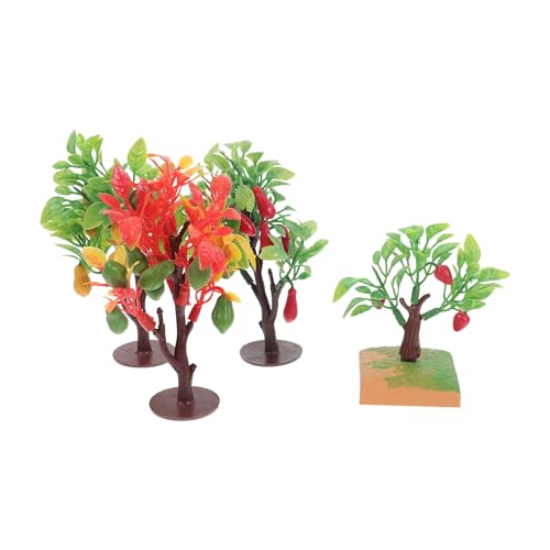Angoily 4 Piezas de Árboles Frutales Artificiales Realistas, Miniatura para Manualidades y Paisajismo, Modelo de Árbol Pequeño en Plástico Resistente, Decoración para Estilo Aleatorio