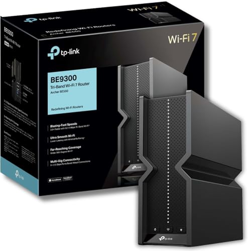 TP-Link Archer BE550 Tri-Band BE9300 WiFi 7 Router 6-Stream 9.2Gbps Speed WiFi Router Full 5x 2.5G WAN/LAN Ports 6x Internal Antennas Covers Up to 2 000 Sq. Ft. VPN Support Homeshield Easy Setup