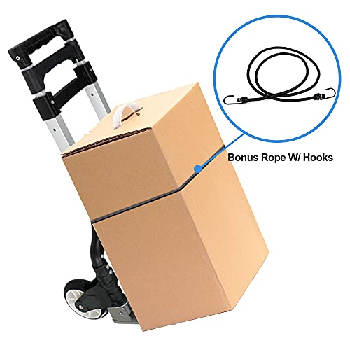 Image of F2C Portable Folding Hand Truck Aluminium Luggage Trolley Cart and Dolly 175 lbs Capacity with Black Bungee Cord, Telescoping Handle, PVC Wheels with Double Bearings for Travel Office Auto Moving