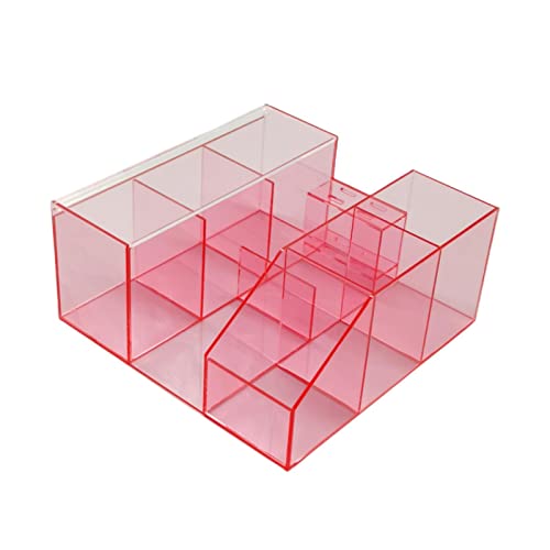 Beauty Organizer, Acrylic Eyelash Grafting Tool Storage With Tweezers Holder Display Boxes for Home Salon (Transparent Pink)