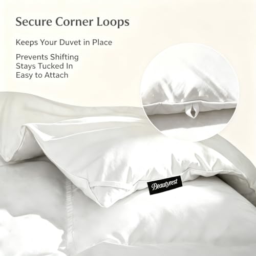 Image of Beautyrest All‑Season White Goose Feather Down Fiber Comforter Queen Size