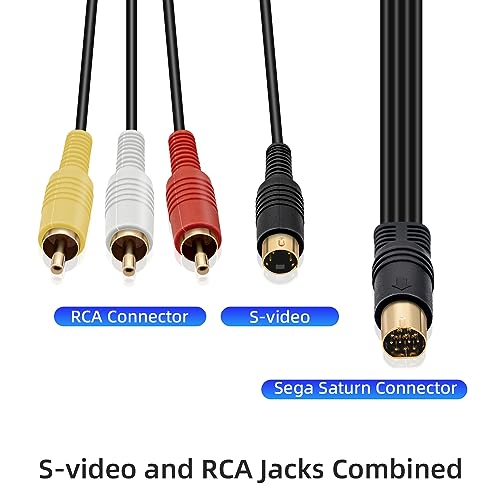 Mcbazel Gold Plated S-AV Video Audio Composite TV Adapter Cable for Sega Saturn