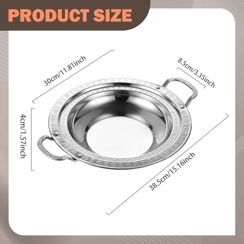 Wok en acier inoxydable 30cm à double poignée pour cuisson - 4