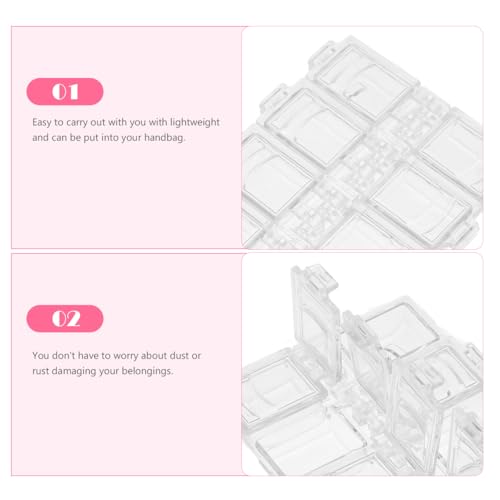 Image of Ipetboom Clear Acrylic 12 Compartments Nail Art Box, Rhinestones Beads Storage Organizer Case for Nail Diamond, Portable Small Jewelry Accessories Container, 5.12X2.95X0.59In