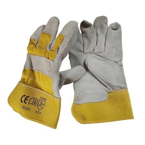 Gants de soudage anti-coupure en cuir jaune homme pour éviter les blessures de jardin