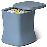 Coast Modern Outdoor Side Table Cooler - 2 in 1 Patio Decor Storage Table & Ice Chest - 25 QT - Stone Blue