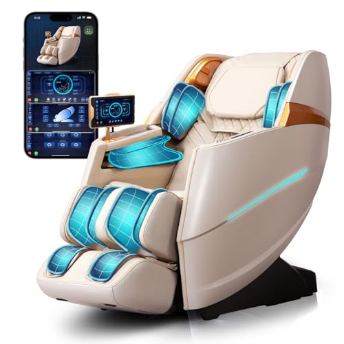 RelaxRelife Massage Chair Full Body, 4D Zero Gravity Massage Chairs, 20 Auto Modes, 11 Massage Technique, 40 Airbags Shiatsu Massage, APP Control with HiFi Bluetooth Speaker Beige