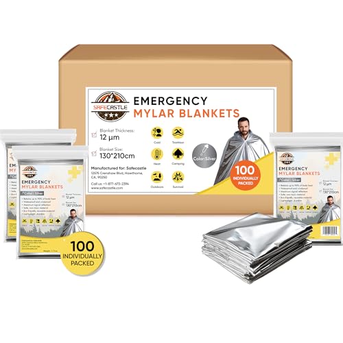 Image of Emergency Mylar Blankets 130*210 Cm Large Reusable Thermal Space Blanket Survival Rescue Insulating Reflective foil kit Outdoors Hiking Camping Blanket First Aid Car Emergency Kit Pack of 100