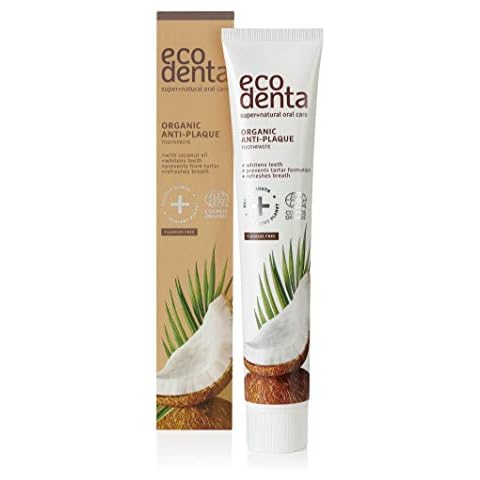Ecodenta Organic Toothpaste Whitening, Fluoride Free Toothpaste with Coconut Oil I Teeth Whitening Toothpaste I Natural Toothpaste Fluoride Free, Vegan Toothpaste 75 ml Cover