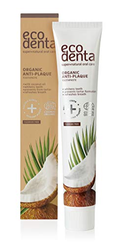 Ecodenta Zahnpasta Ohne Fluorid Anti-Plaque Zertifizierte Organische Toothpaste 75ml Mit Natürlichen Inhaltsstoffe - Kokosnussöl Aloe Vera Saft Xylitol Ätherisches Pfefferminzöl