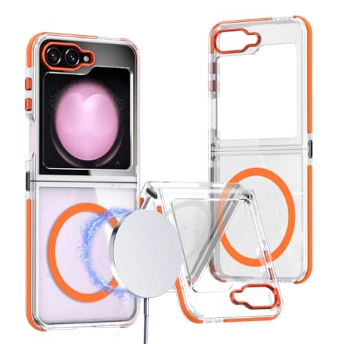Coque Z Flip 6 orange transparente acrylique antichoc design bicolore