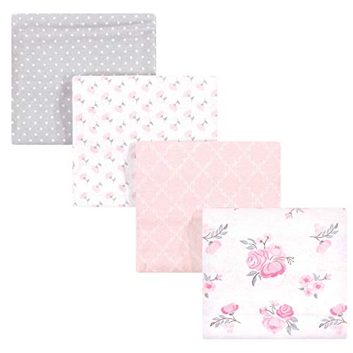 Hudson Baby Unisex Baby Cotton Flannel Receiving Blankets, Pink Floral, One Size