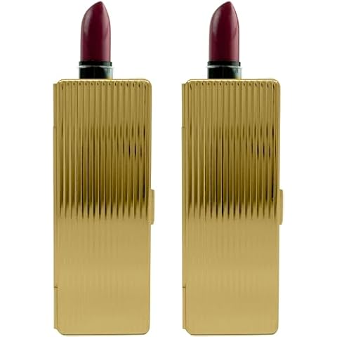 Stephanie Imports Set of 2 Rectangular Vintage Lipstick Cases With Glass Mirror (Gold Ripple) Cover