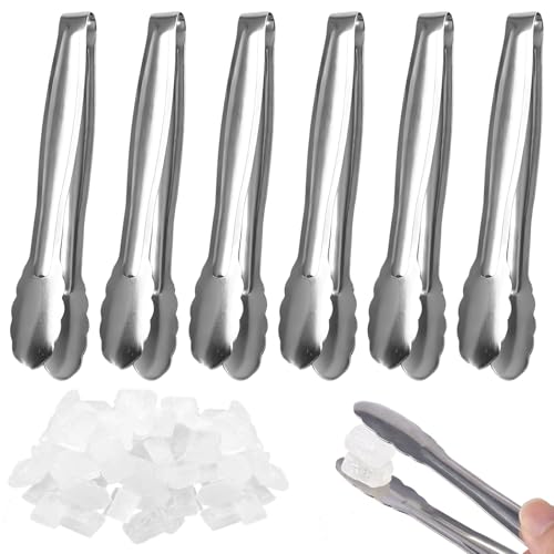 6 Pièces Pince à Glaçons, 15,5 cm Pince à Glace en Acier Inoxydable, Mini Pinces à Sucre en Forme de U, Réutilisables Pinca Bonbon Candy Bar, Pinces à...