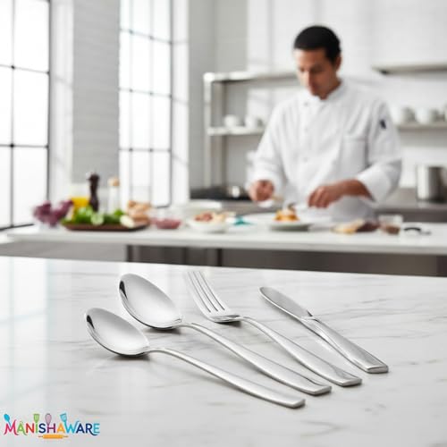 Image of Mirror Polished Silver 12 Pcs Stainless Steel Cutlery Set for Dining Table, Dishwasher Safe Glossy Flatware (3 Spoon Set + 3 Forks Set + 3 Butter Knife + 3 Dessert Spoon)
