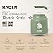 Haden Dorset 1.7 Liter Stainless Steel Electric Kettle, Hot Water Kettle with 360-Degree Base and Auto Shutoff, Cedar Green & Chrome