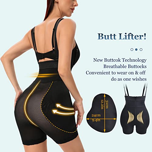 Eesim Women Shapewear Butt Lifter Shaper Panties With Tummy Control High Waist Hip Padded Enhancer Booty Lifter Shorts Black #TOP3