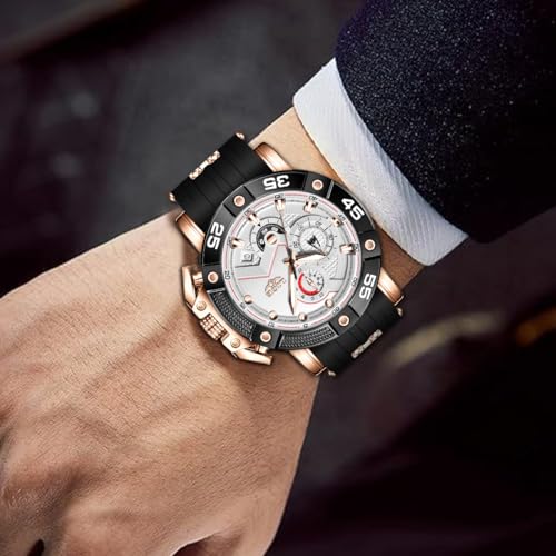 Image of LIGE Unique Mens Wristwatch Fashion Multifunction Chronograph with Calendar Quartz Analog Watch Waterproof Outdoor Sport Watch for Men Casual