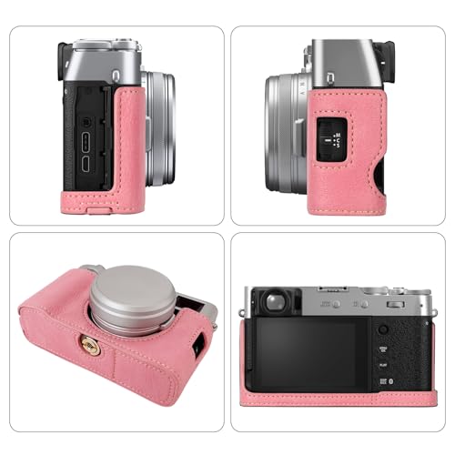 VOVMOEYA X100VI Camera Case,PU Leather Camera Half Case Compatible with Fujifilm X100VI Digital Camera, Pink - Image 3