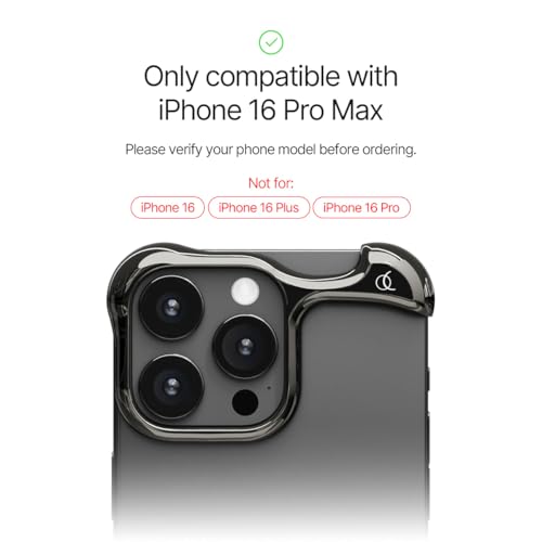 Image of Arc Pulse Compatible with iPhone 16 Pro Max Phone Case (2024), Minimalist Protective Shock Absorption Aerospace Grade Aluminum Shells + Elastomer Inlays Easy Fit 6.9 inch (Aluminum Polished Graphite)