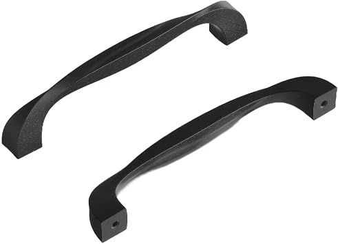 Hickory Hardware 1 Pack Solid Core Kitchen Cabinet Pulls, Luxury Cabinet Handles, Hardware for Doors & Dresser Drawers, 5-1/16 Inch 128mm Hole Center, Black Iron, Twist Collection