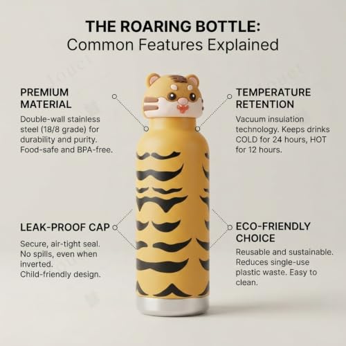 Image of JOUET Kids 600ml Stainless Steel Water Bottle with Pufferfish Character Lid, Reusable School Drinking Bottle for Travel, Sports & Daily Use