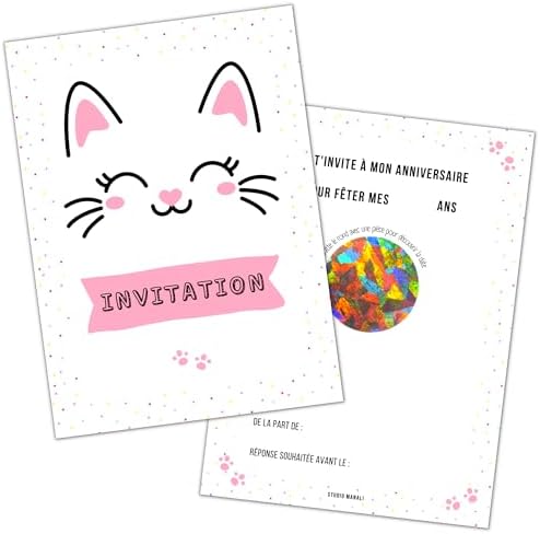 Cartes D'invitation Anniversaire Fille - Lot De 12 Avec Enveloppes Et Autocollants - Design Papillon Rose