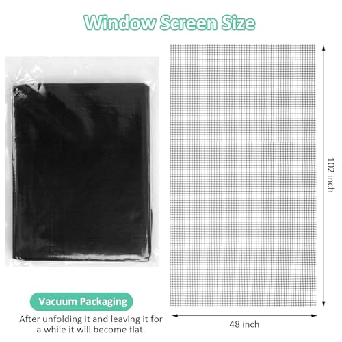 Rindion 48x102 Inch Window Screen Replacement, DIY Adjustable Pet-Proof Patio Screen, Anti-Mosquito Window Screen Mesh for Porch and Sliding Doors