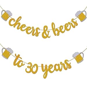 30 Geburtstag Deko männer – Gold Glitzer-Banner 30. Geburtstag Girlande Banner für 30 Geburtstag mann Deko Geburtstag…