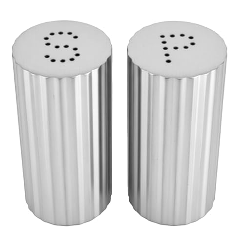TIKATARER Salero, Salero de Acero Inoxidable 304, y Pimentero, Agitadores de Condimentos Recargables con Agujeros, Ideal para Encimera de Cocina, RV y Barbacoa, 2 Unidades (SILVER)