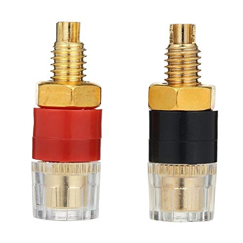 Leslaur 1 par de Altavoces Amplificador de Sonido Transparente Negro y Rojo del Terminal de unión Terminales chapados de Oro del Anuncio Cable Audio Estereo para Audio De Coche Altavoce M