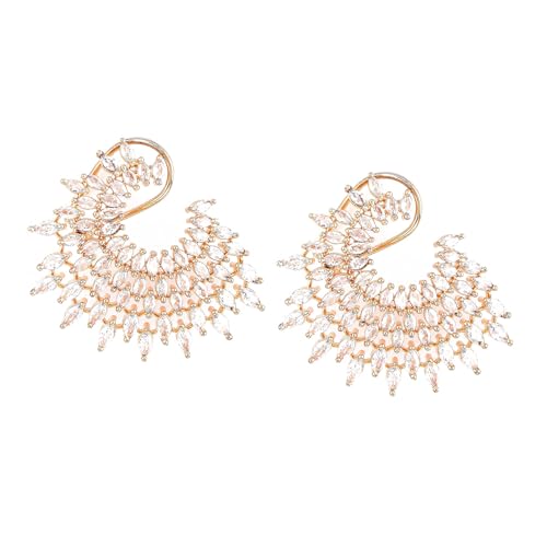 Image of Rubans Stud Earrings Oversized Fashionable American Diamond Stylish Jewellery Gift for Women & Girls
