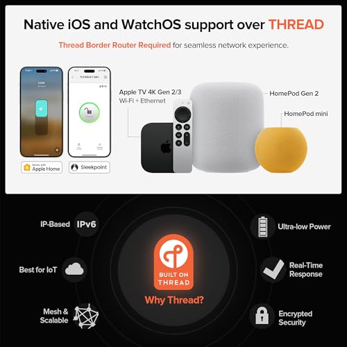 Image of X3 Apple Home Key Door Lock Deadbolt, iOS ONLY, Smart Keyless Entry Door Lock with Fingerprint, Works with HomeKit Over Thread (Border Router), Voice /App /Remote Control, IP65 Weatherproof, Silver