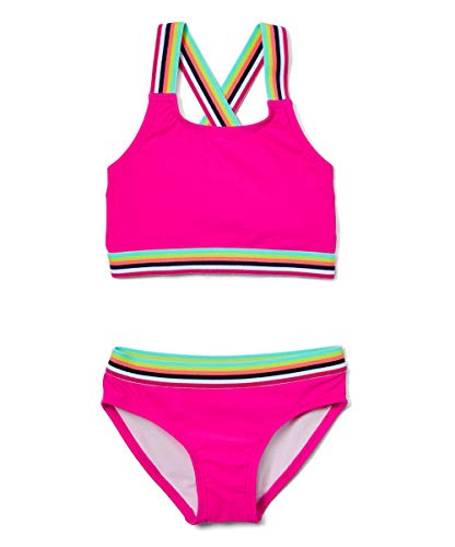 Kanu Surf Girls Tanya UPF 50+ Beach Sport Athletic Bikini Swimsuit, Bobby Hot Pink, 14