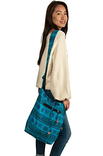 Blue Patchwork Handmade Crossbody Large Hobo Shoulder Bag Hippie Boho Fashion Everyday Casual Unique 6