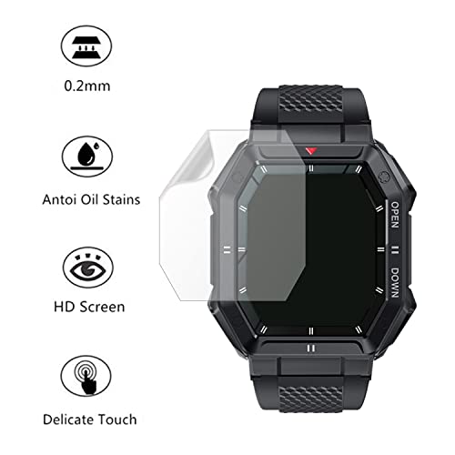 Aemus Compatible For Bassizo Smart Watch Screen Protector (6 Pack) Compatible For Eigiis K55 1.85" Smartwatch/Lige Military Smartwatch Screen Protector/Xaxre Pet Clear Film #TOP5