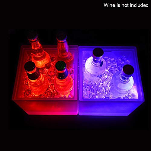 Led Ice Bucket, 3.5L Large Capacity Led Waterproof With Multi Color Changing Double Layer Square Champagne Wine Drinks Beer Bucket For Ktv Party Bar Home Wedding #TOP4