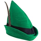 DigiTizerArt Felt Robin Hood Hat, Green Tyrolean Alpine German Oktoberfest Costume Headwear, Adult One Size Dress Up (Style-A)