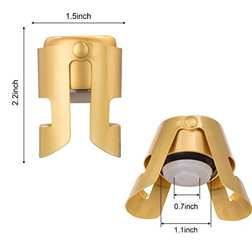 OWO Champagne Bottle Stoppers Stainless Steel, Reusable Champagne Cork & Saver Stopper, Leak Proof Prosecco & Sparkling Wine Plug, Bubble Retention Protection(Gold, 2 Pack)