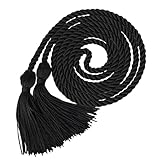 SAMDEEMI Single Color Graduation Honor Cord with Tassel 68' Long for Bachelor Gown for Graduation Students， Black